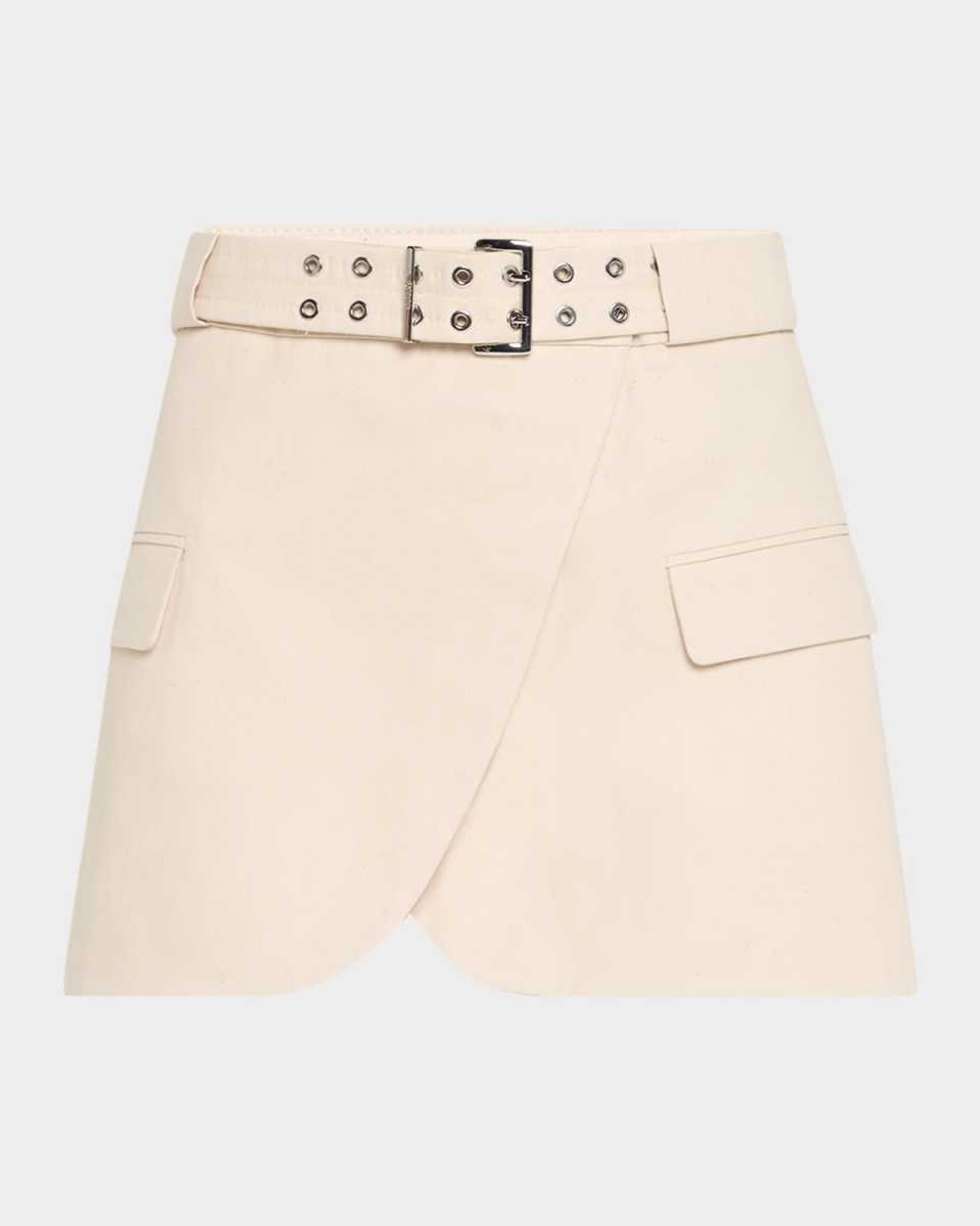 Cotton Melange Tailoring Mini Skirt